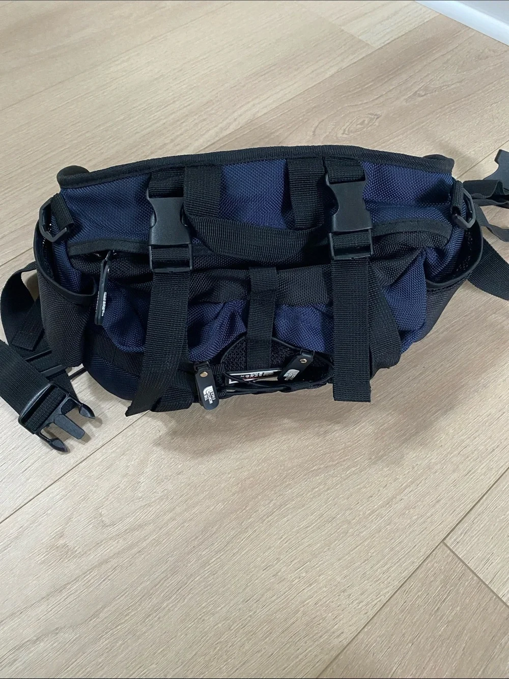 ❤️North Face Heavy Duty Oversized Hiking Fanny Pack Belt Bag Blue Black